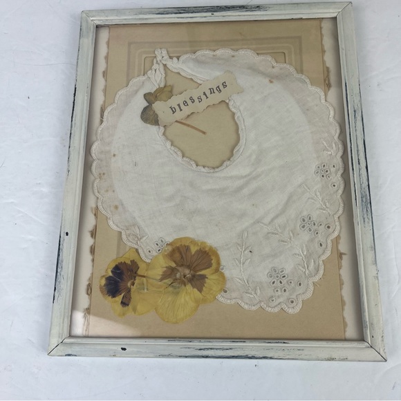 Set of vintage mixed media/collage Art-cottagecore-leather gloves Pray/Baby bib - Picture 2 of 14